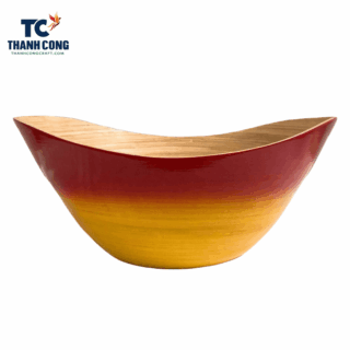 Oval bamboo salad bowl