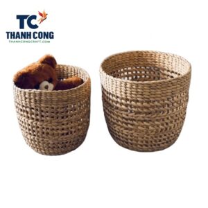 Round water hyacinth storage basket sets of 2
