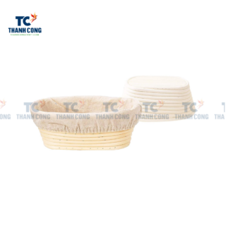 Wicker Bread Basket with Linen Liner Cloth Dough