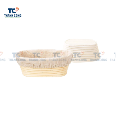 Wicker Bread Basket with Linen Liner Cloth Dough