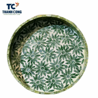 ottoman tray green round