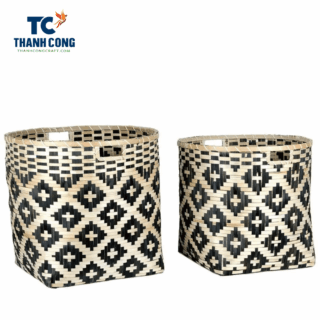 Round Bamboo Basket With Handle, Round Bamboo Basket