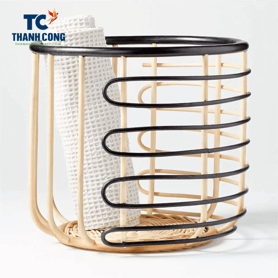 Black Cylinder Rattan basket