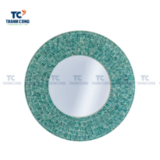 Blue Mother of Pearl Round Mirror