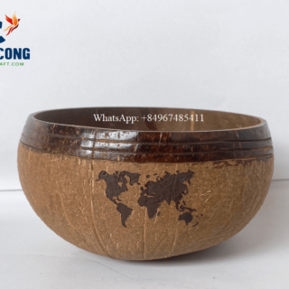 Boho Jumbo Coconut Bowl World Map Logo