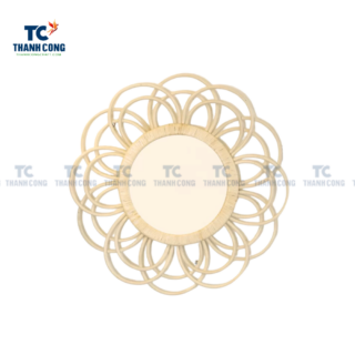 Large Rattan Flower Mirror, Floral Rattan Mirror