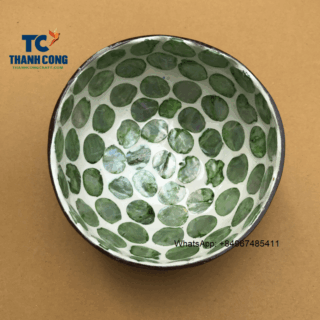 Green Seashell Inlaid Coconut Bowl Wholesale