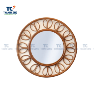 Round Rattan Framed Mirror