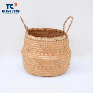 Orange Natural Seagrass Belly Basket