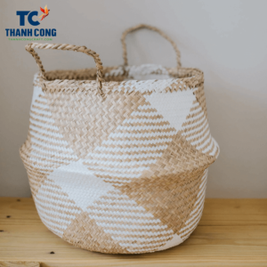 Diamond white pattern seagrass belly baskets