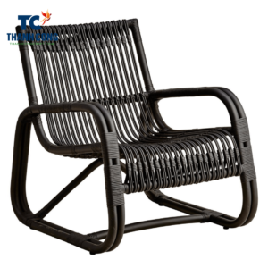 Black Curved Rattan Lounger