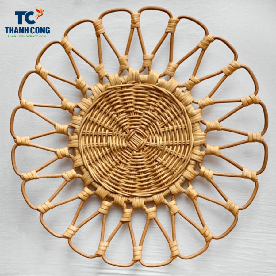 Flower Rattan Placemat, scalloped rattan placemat