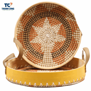 seagrass bamboo round tray