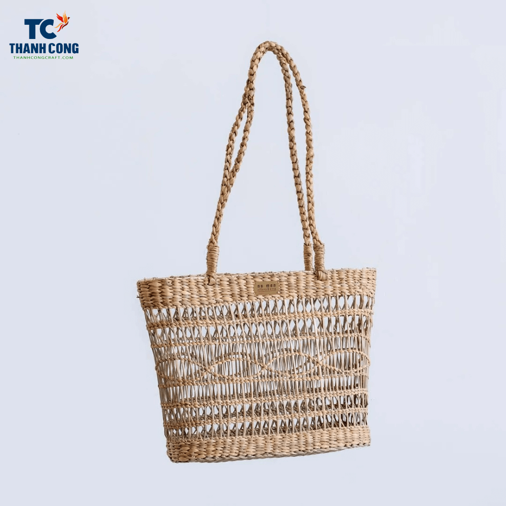 Open Weave Straw Tote Natural Woven Shoulder Bag Beach Bag 