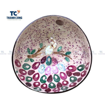 Coconut Bowl with Peacock Shaped Inlaid Wholesale, coconut shell bowls wholesale