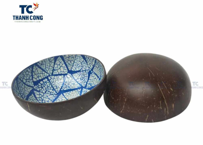 Blue Coconut Bowl with Eggshell Inlaid
