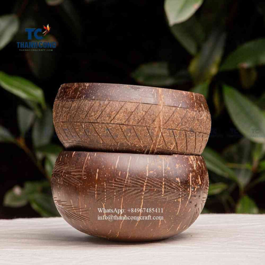 Coconut bowl set with wooden coconut spoon and fork, coconut shell bowls wholesale