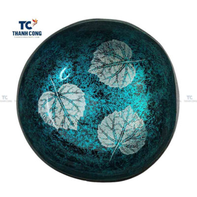 Coconut bowl with bodhi leaves painting, coconut shell bowls wholesale