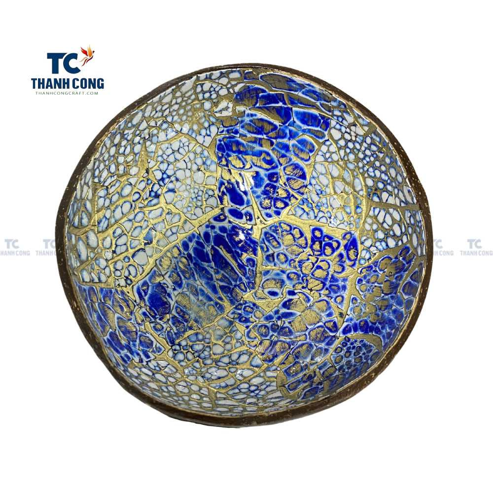 Blue Coconut bowl with eggshell inlaid