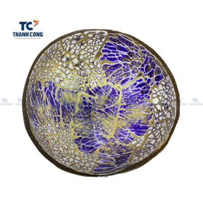 Coconut bowl with egg shell inlaid