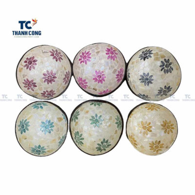 Coconut Bowls With Flower Shape Inlaid