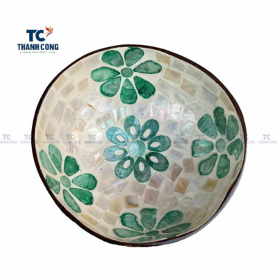Coconut bowl with flower shape inlaid, coconut shell bowls wholesale