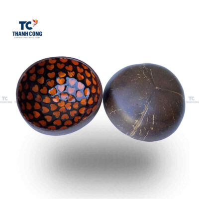 Coconut bowl with heart shape mosaic