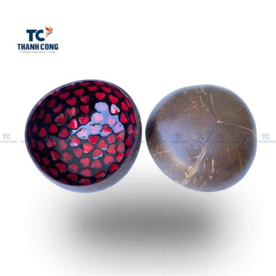 Coconut bowl with heart shape mosaic