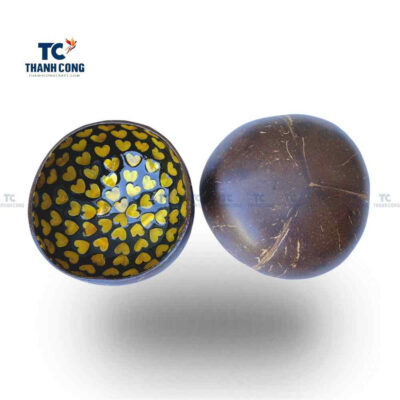 Coconut bowl with heart shape mosaic