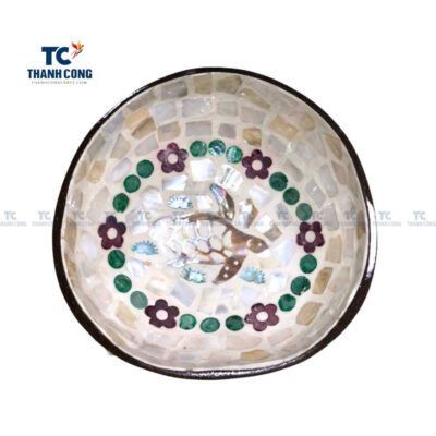 Mother of Pearl Coconut Bowl with Turtle Shape Inlaid, coconut shell bowls wholesale