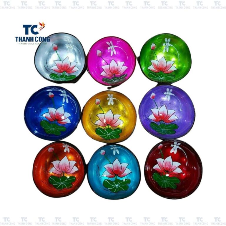 Coconut Bowls With Lotus Flower Inlaid (TCCB23006) Thanh Cong