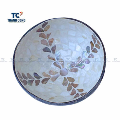 Coconut bowls with mother of shell inlaid