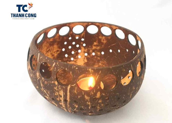 Decorative coconut candle holder