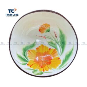 Lacquer coconut bowl with painting wholesale, coconut shell bowl wholesale, wholesale coconut bowl