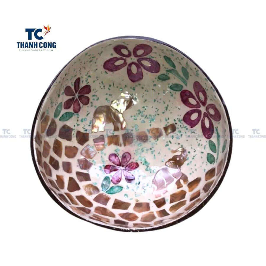 Mother of Pearl Coconut Bowl with Elephant Shape, coconut shell bowls wholesale
