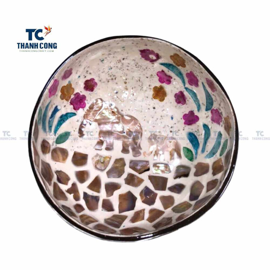 Mother of Pearl Coconut Bowl with Elephant Shape, coconut shell bowls wholesale