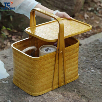 Bamboo Basket With Lid, Bamboo Basket With Lid And Handle, Bamboo Storage Basket With Lid