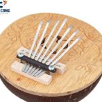 A coconut shell kalimba is a musical instrument made from a coconut shell and is a type of thumb piano