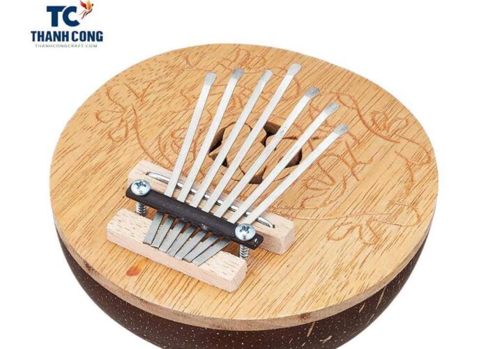 A coconut shell kalimba is a musical instrument made from a coconut shell and is a type of thumb piano