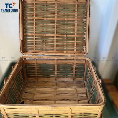 Vintage Bamboo Picnic Basket, Vintage Bamboo Basket, Vintage Japanese Basket