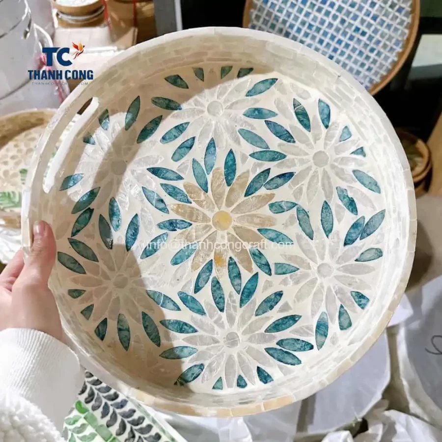 round serving tray with handles