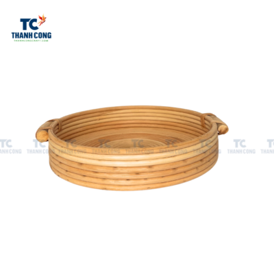 Round Rattan Tray with Handles