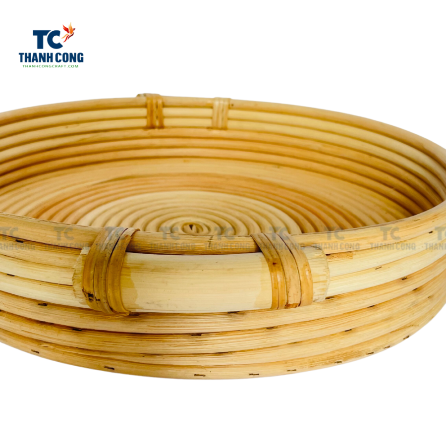 Round Rattan Tray with Handles