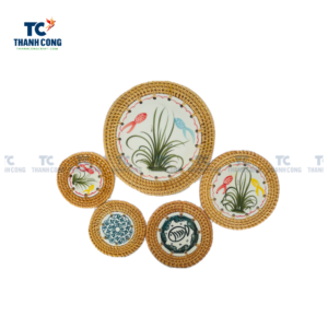 Mother of Pearl Rattan Coaster Set