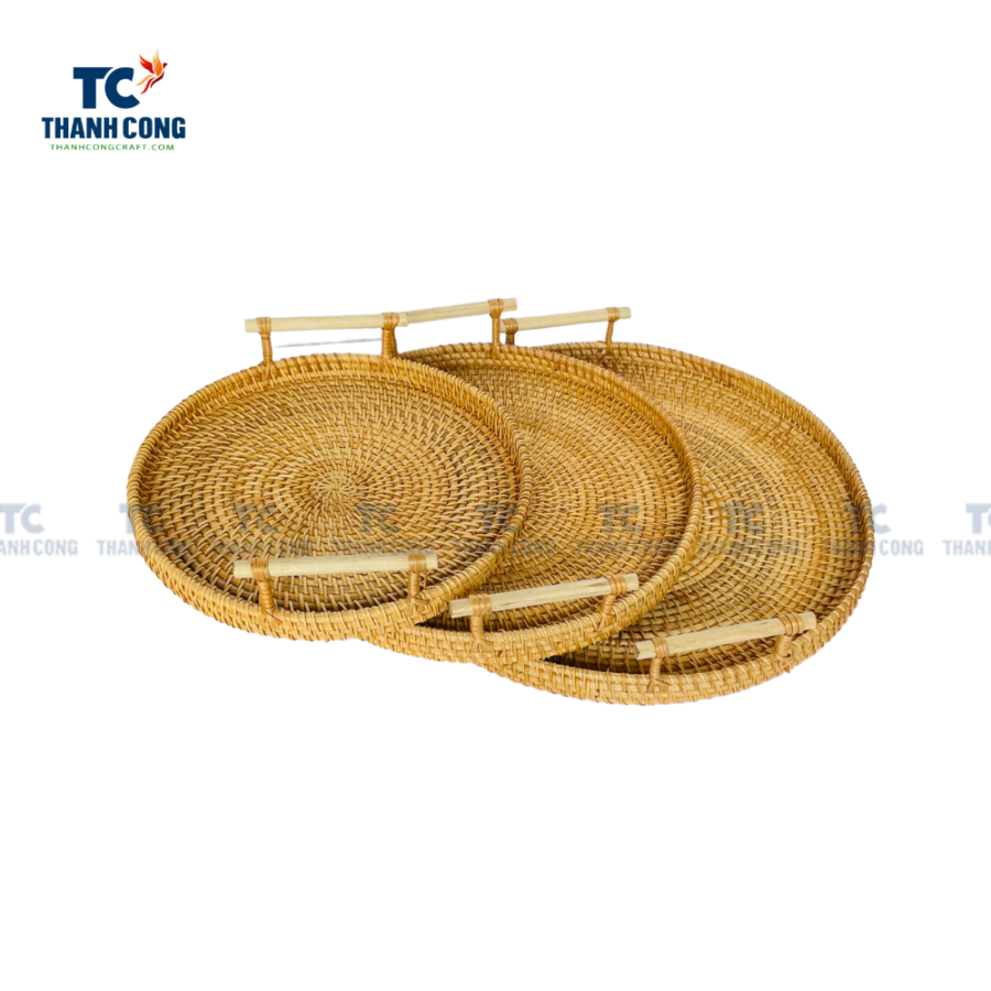 Round Rattan Coffee Table Tray