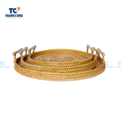 Round Rattan Coffee Table Tray