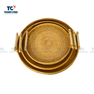 Round Rattan Coffee Table Tray