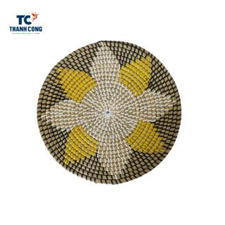 Flower Pattern Woven Seagrass Wall Decor