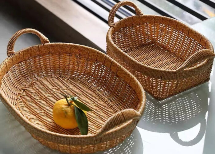 Each rattan fruit basket is delicately crafted with elegance