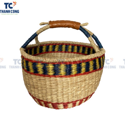 Seagrass Basket With Leather Handles